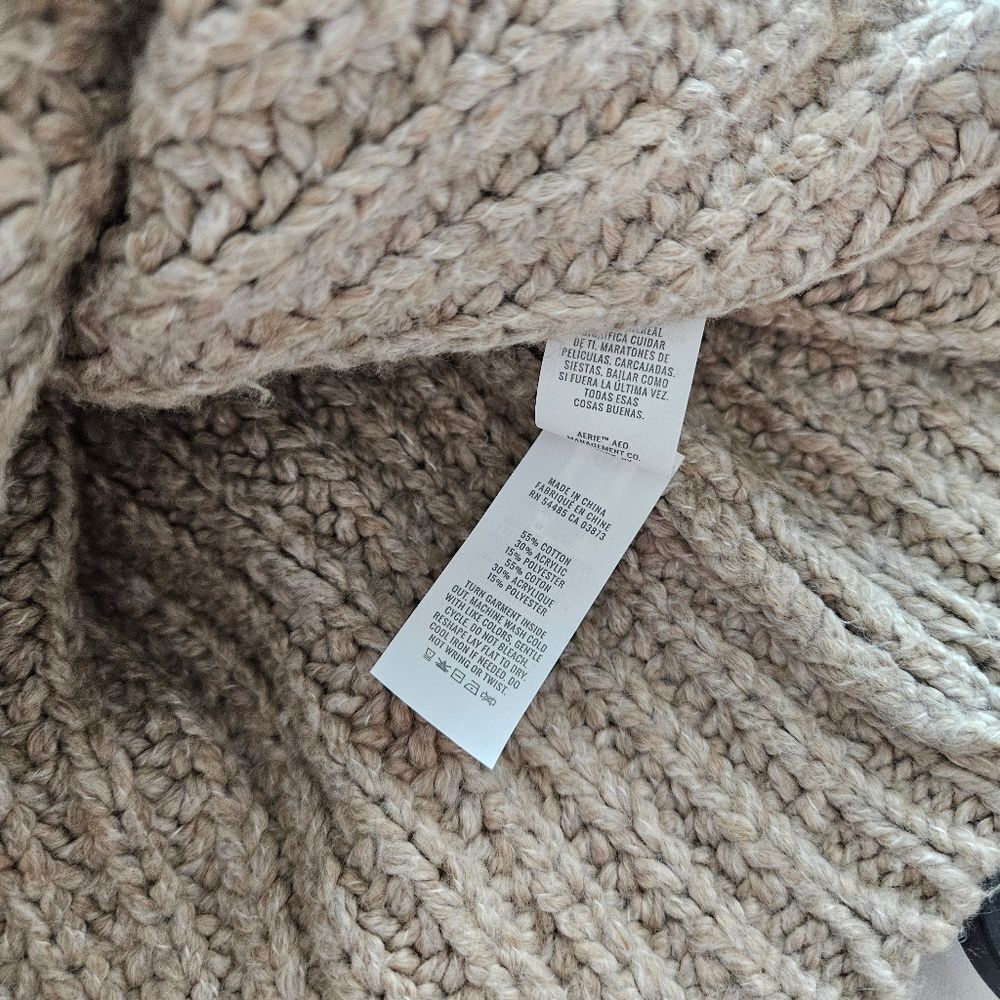 NWT Aerie | Textured Chunky Knit Sweater Toasted Almond Beige Brown, Womens XXL - Picture 5 of 5